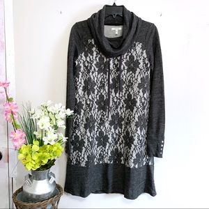 Maurices Gray Lace Cowl Neck Sweater Dress